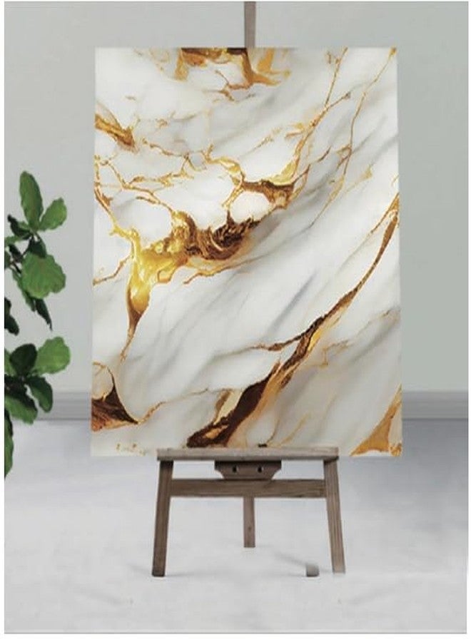 INFINITY DECOR Dark Golden with Cream Abstract Design Marble UV Panels Marble UV Sheets, self Adhesive Wall Tile (60 cm * 60 cm),Marble Look Wall Panels for Homes Wallpaper(Pack of 15) - Image 1